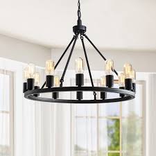 Shop Viviana Black 12 Light Metal Round Chandelier Overstock 28414385