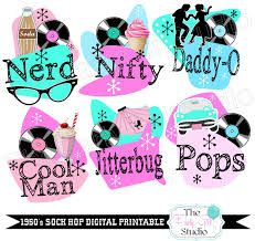 Diy sock hop themed birthday party cupcake toppersfabulous. 1950 39 S Sock Hop Digital Printable Table Centerpieces Sock Hop Signs Digital File Sock Hop Party 50s Theme Sock Hop