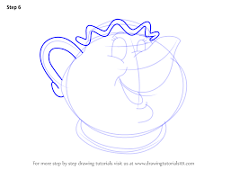 Step By Step How To Draw Mrs Potts From Beauty And The Beast Drawingtutorials101 Com Disney Drawings Drawing Tutorial Disney Art