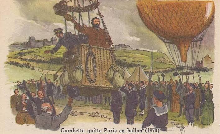 7 octobre 1870 : fuite de Léon Gambetta à Tours durant le siège de Paris. À la fin du XIXe siècle, la France était en guerre contre une grande coalition d'États Allemands