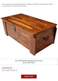 Grinnell Wooden Storage Trunk Chest Box Coffee Table Wooden Storage Blanket Box Coffee Table Chest Coffee Table