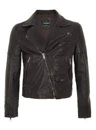 Topman Charcoal Leather Quilted Biker Jacket Leather Jacket Biker Jacket Men Navy Leather Jacket