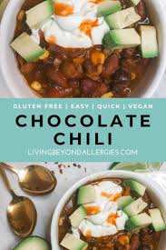 Black Bean Chocolate Chili Living Beyond Allergies Recipe Chocolate Chili Chocolate Chili Recipe Chili Recipes