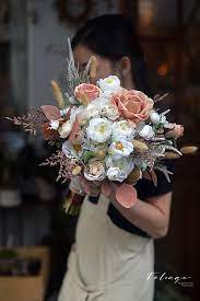 乾花兔尾草玫瑰絲花球 wooden 大地色系12 foliagestoreonline silk wedding bouquets wedding bouquets floral wedding