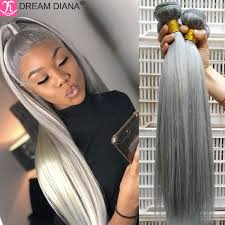 Granny silver gray ombre brazilian virgin remy hair straight; Best Offers Ombre Light Grey Hair Weave Near Me And Get Free Shipping A945