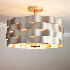 Fairbanks 4 Light Semi Flush Mount Drum Light Antique Silver Leaf Lighting