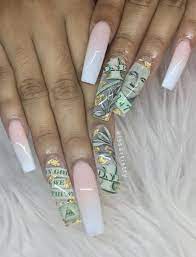 55 Gorgeous Money Nail Art Designs Make You Rich Coffin Nails Designs Cute Nails Long Acrylic Nails