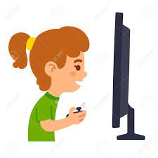 Feliz dibujos animados niños jugando saltando vector de. Nina De Dibujos Animados Pequeno Que Juega A Juegos Delante De La Pantalla Los Ninos Y Los Videojuegos Ilustracion Ilustraciones Vectoriales Clip Art Vectorizado Libre De Derechos Image 56736275