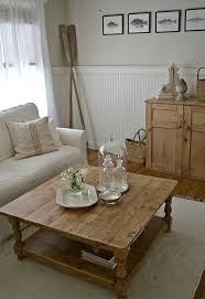 Cottage Living Room By Pauline White Cream And Rustic Pine Furniture Subdued Color Palette Beadboard Cottage Living Rooms Cottage Living Home