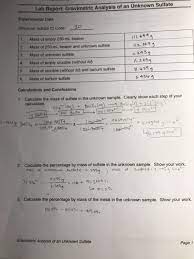 We did not find results for: Lab Report Gravimetric Analysis Of An Unknown Chegg Com