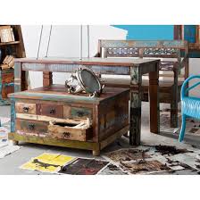 Rounding out the design, its open base features asymmetrical trestle framework for an architectural design. Solid Wood Large Square Coffee Table Storage Reclaimed Recycled