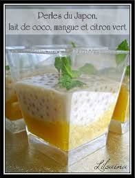 Perles Du Japon Au Lait De Coco Sur Lit De Mangue Au Citron Vert Perle Du Japon Cuisine Et Boissons Gateau Asiatique