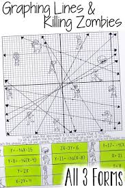 (teacherspayteachers.com) zombies & graphing lines sounds like fun! This Graphing Linear Equations In All 3 Forms Worksheet Was The Perfect Activi Linear Equations Activity Graphing Linear Inequalities Graphing Linear Equations