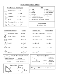 geometry formula sheet