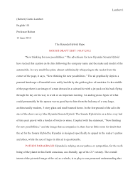 Some people believe that her plane ran out of fuel and crashed into the pacific ocean, but others believe different. Essay 1 Ad Analysis Rough Draft The Hyundai Hubrid Hype