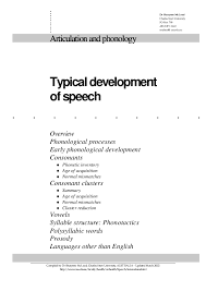 Pdf Articulation And Phonology Typical Development Of