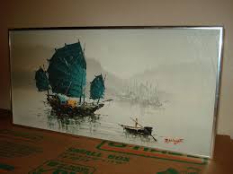 The Body Of The Dead Christ In The Tomb Holbein Chinese Junk Boat Original Oil Painting W Coa Signed R Wong Ti Canvas Framed Junk Boat Original Oil Painting Chinese Junk Boats