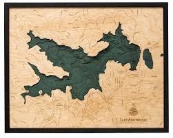 Lake Arrowhead Wood Carved Topographical Depth Chart Map