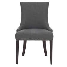 Unbranded Becca Blue Grey Linen Leather Dining Chair 0845200270 The Home Depot Dining Chairs Linen Dining Chairs Dining Furniture