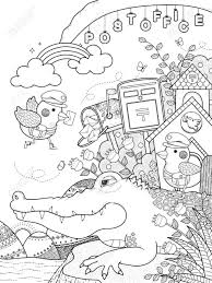 Check out more of our people coloring pages and share them with friends. Adult Coloring Page Cute Alligator With Birds Mailman Royalty Free Cliparts Vectors And Stock Illustration Image 56914131