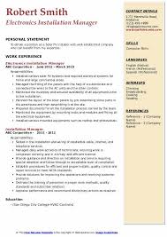 installation manager resume samples