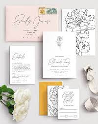 Peony Wedding Invitation Template Editable Printable Etsy Peony Wedding Invitations Wedding Invitation Templates Peony Wedding