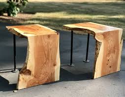 Upgrade Your Living Room With These Unique Custom End Tables Each Handcrafted Juniper Wood End Table Features A Waterfal Juniper Wood Live Edge Furniture Wood