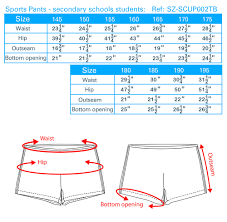 School Pant Size Chart