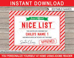 The santa naught or nice list printable certificate: Santa S Nice List Certificate Template Approved By Santa Claus