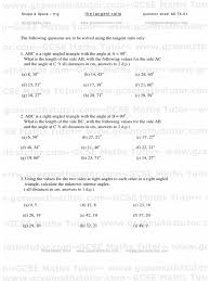 Do any of the following worksheets for practice with tangent ratio questions. The Tangent Ratio Worksheet Trigonometry Revision From Gcse Maths Tutor Trigonometry Triangle
