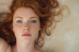 An enchanting portrait capturing the charisma of a young freckled redhead  woman
