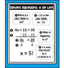 Solving 2 Step Equations Poster Solving Equations Equations Anchor Charts