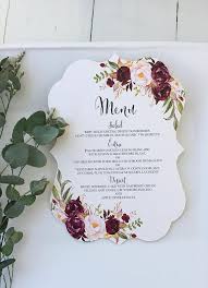 Marsala Menu Karte Karte Burgund Hochzeit Menu Karte Wedding Menu Cards Wedding Program Fans Wedding Programs