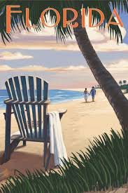 Adirondack Chairs Sunset Florida Lantern Press Poster Beach Art Prints Sunset Art Beach Art