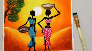 1280 x 1236 jpeg 245 кб. Tribal Art African Women Painting For Beginners Easy Sunset Scenery Acrylic Painting Tribal Painting Myhobbyclass Com