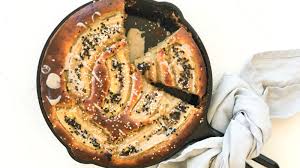 Unlike traditional breads, this sweet bread that is sometimes referred to as banana cake uses baking soda as. Skillet Tahini Banana Bread Recipe The Nosher