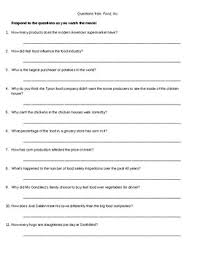 The reason why they work so well is because the worksheets involve both pictures and words that the child can use to help him or her learn a new word. Food Inc Movie Worksheets Teaching Resources Tpt
