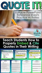 Embedding Quotes A Common Core Lesson About Writing With Quotations Teaching Middle School Middle School Writing Teaching Writing