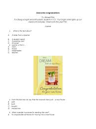 Read the following text to answer questions number 1 and 2. Greeting Card