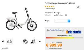Provelo Elektro Klapprad 20 Nex 320 Weiss 7 Gang Nabenschaltung Klapprad Elektro Rad