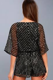 Black And Gold Sequin Romper Odelia Black And Gold Sequin Romper Sequin Rompers Gold Sequin Romper Sequin Romper Outfit