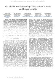 Ethereum, along with many of the market's altcoins, has seen stellar results in 2021 from a trading price standpoint. Pdf On Blockchain Technology Overview Of Bitcoin And Future Insights