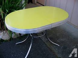yellow formica table on vintage design