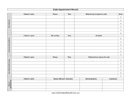 If you're making an employee work log then it would contain a list of all the employees in the company and separate columns would be. Printable Daily Appointment Record