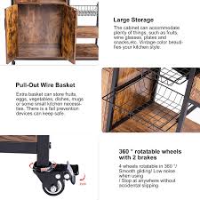 Maybe you would like to learn more about one of these? Buy Waytrim Storage Kitchen Island Cart On Wheels Home Bar Serving Cart Kitchen Utility Trolley Cart With Drawers Towel Rack Basket And Cabinet Mobile Kitchen Cart Retro Brown Online In Vietnam B093gps12v