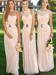 Elegant Bateau Sleeveless Floor Length Pink Bridesmaid Dress Ruched With Lace Pink Bridesmaid Dresses Long Illusion Neckline Dress Cheap Bridesmaid Dresses