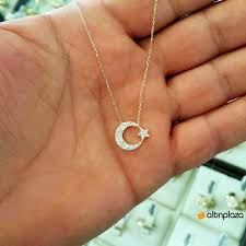 Tasli Ay Yildiz Altin Kolye