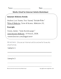 Use an introductory phrase separated from the quotation with a comma. Englishlinx Com Works Cited Worksheets Works Cited Mla Citation Practice Articles Worksheet