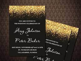 Black Gold Glitter Wedding Invitation Black And Gold Etsy In 2021 Wedding Invitations Glitter Gold Glitter Wedding Invitations Black Gold Wedding