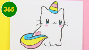 Draw a curve starting from the right ear and make as long as you like, to create the height of your pusheen. How To Draw A Cute Unicorn Cat Kawaii Youtube